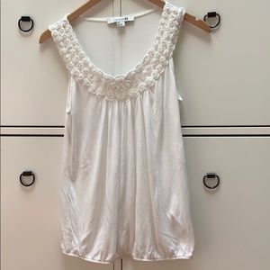 Embellished white sleeveless tee